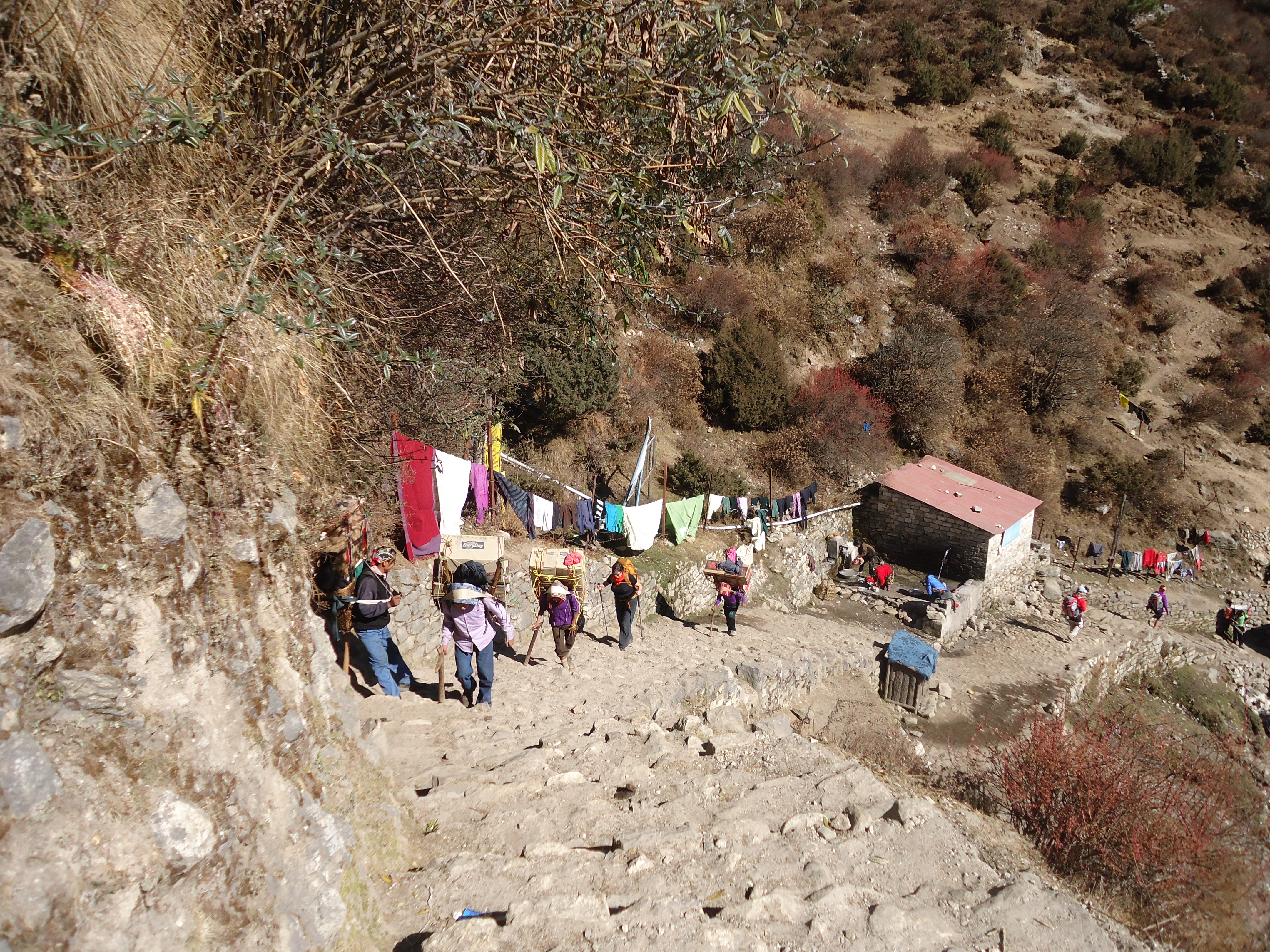 Final ascent into Namche Bazaar Everest Base Camp Trek