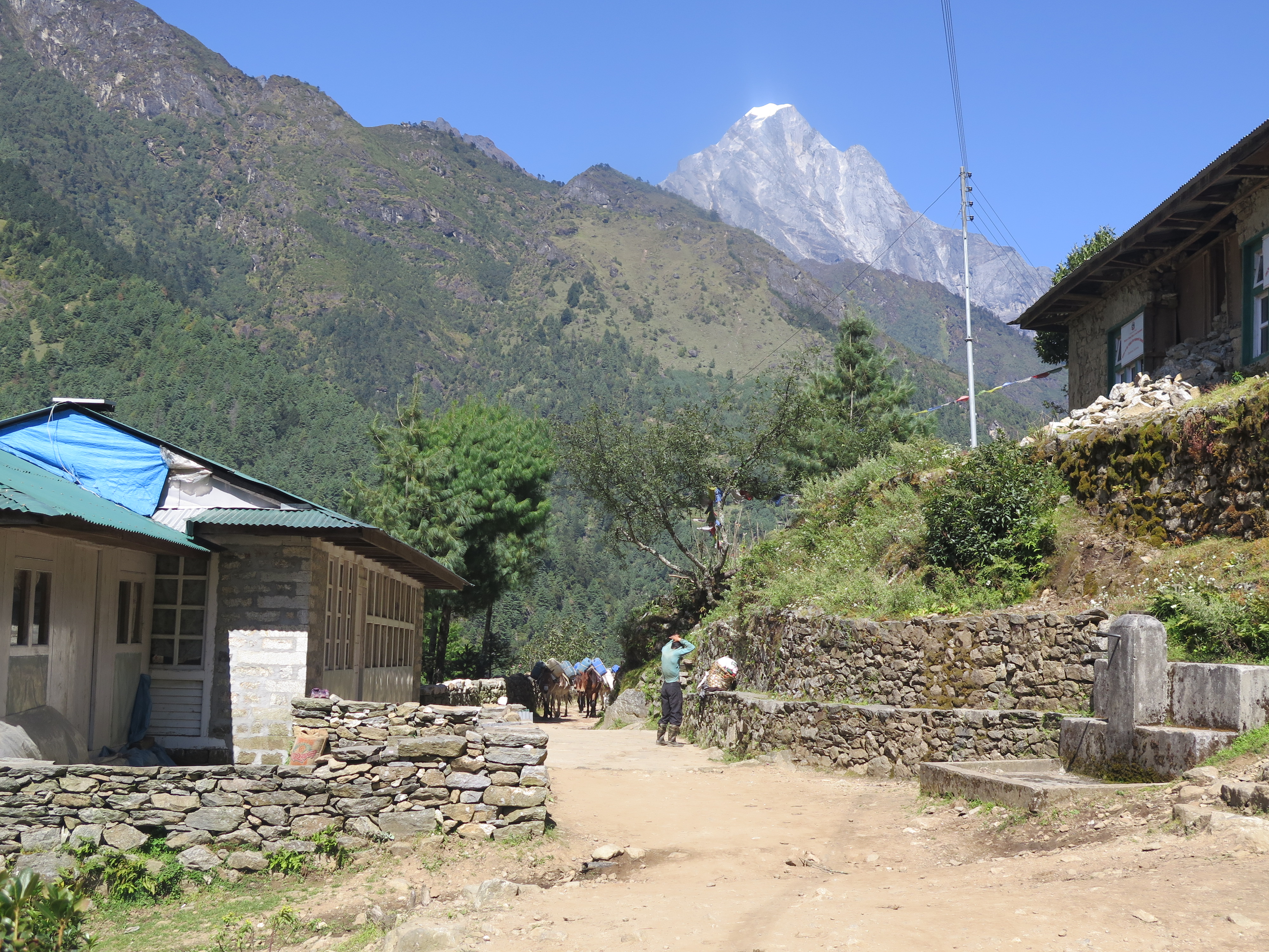 Resting spot for porters outside or Lukla