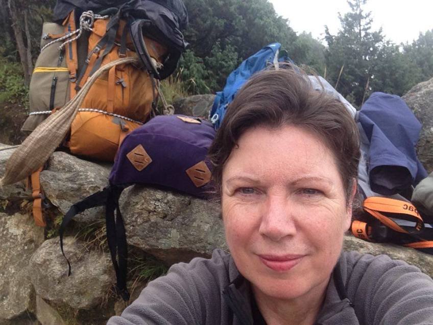 Louise Terranova resting on the Everest Base Camp trek 2015