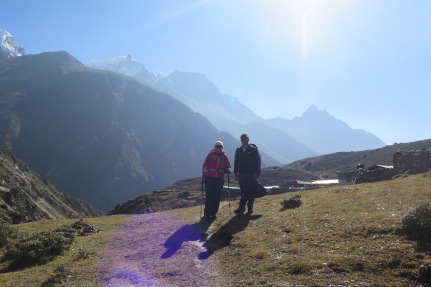 The Porter guide and me Above Macchermo on the way to Gokyo