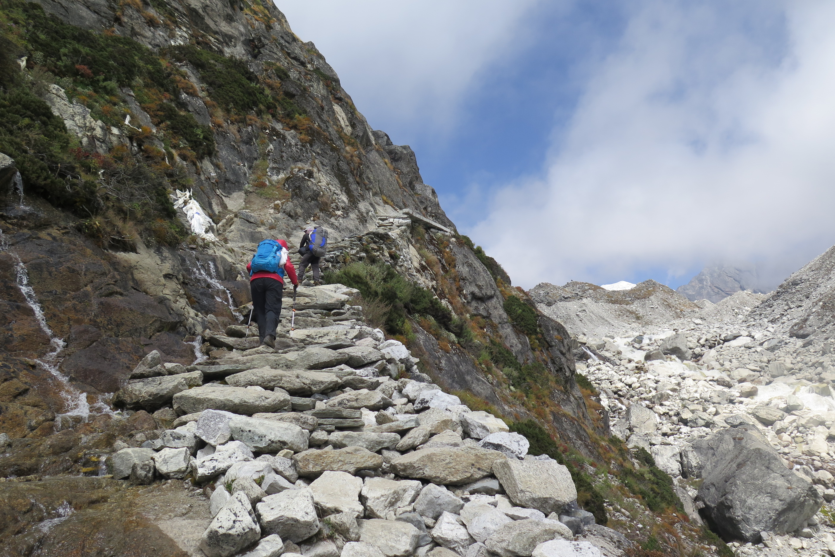 Rock stairs going to Gokyo EBC region Nepal