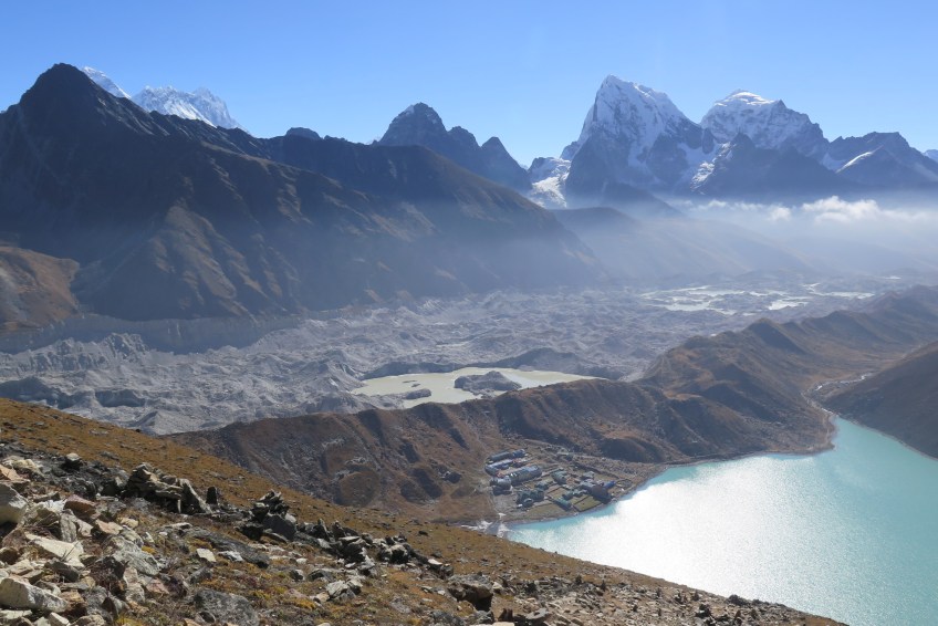 Ngozumba Glacier Above Goyko Gokyo Lake and the town og Gokyo