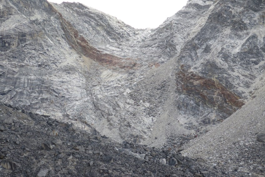 Trekkers climbing Cho La Pass Close Up Nepal