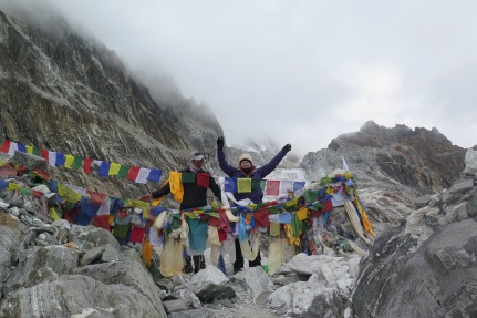 On top of Chol La Pass with the Porter Guide, Nepal
