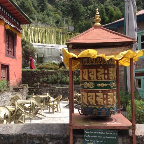 Prayer wheel at the monastery at Cheplung