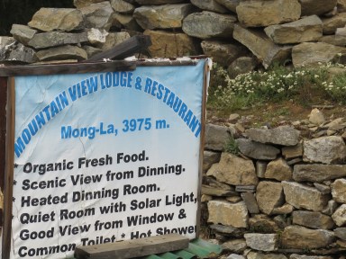 Mongla Lodge sign Nepal