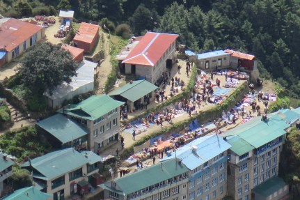 Setting up the weekly market in Namche Bazaar
